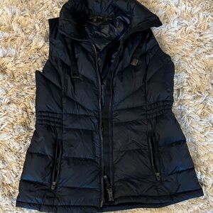 Athleta Blue Quilted Puffer Vest with High Collar